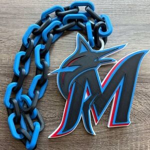 MLB Miami Marlins baseball fan rally chain oversized gift Logo Necklace